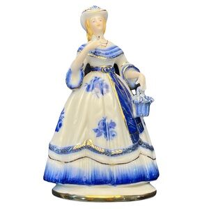 Royal Derby Figurine Blue & White Fine Porcelain